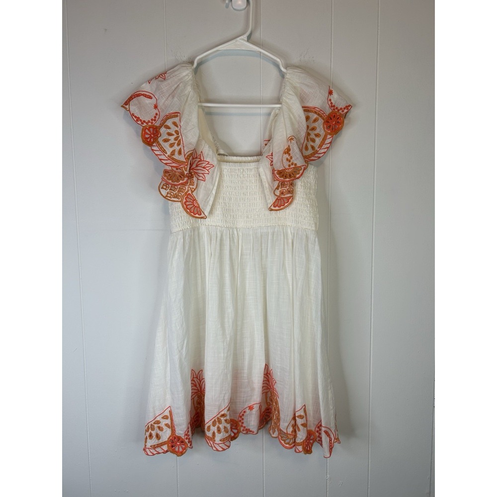 By Anthropologie Flutter-Sleeve Square-Neck Mini Dress XS new ivory New 262